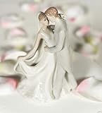Elegant Porcelain Wedding Cake Toppers First Kiss Bride and Groom
