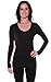 Active USA Womens Plain Basic Cotton Blend Deep V Neck T Shirt with Long Sleeves Black 1x