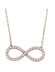 Sterling Silver 16 + 2" extension Rose-Gold Plated CZ Infinity Figure 8 Necklace