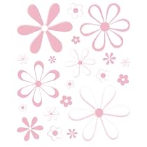 Instant Murals 20 Daisy Flowers Wall Transfer Stickers - Light Pink