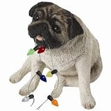 Sandicast Ornament- Pug with Christmas Lights in Mouth-2010