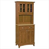 Buffet - Cottage Oak Buffet with Two Door Hutch and Natural Wood Top - Home ....