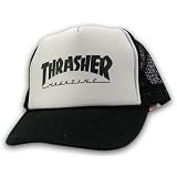 Thrasher Logo Printed Adjustable Mesh Hat (Black/White)