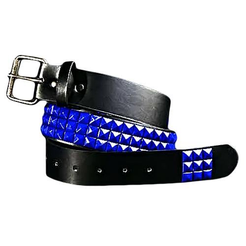 Bright Blue 3 Row Spiked Punk Grommet Belt Size X-Large