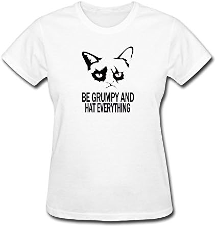 NJ Apparel Women Be Grumpy Cat Custom Tshirt White XL