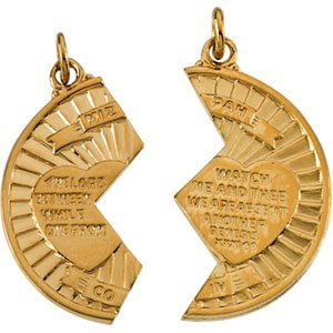 14K Yellow Gold Mizpah Coin Pendant