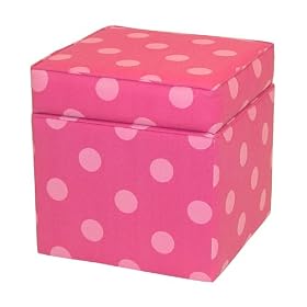 Kid's Polka Dot Storage Ottoman - Candy pink