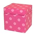 Kid's Polka Dot Storage Ottoman - Candy pink