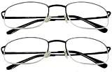 READING GLASSES~j~Lot Of 2~Half Rim~Metal~Spring HINGE~BLACK +2.25