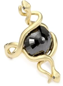 Borgioni Double Snake 9.04 ct. Black Diamond Center Stone Ring, Size 7