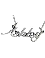 Sterling Silver ASHLEY Name Necklace 3/8 inch, 17 inches long