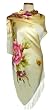 SilkNOW Hand Painted Light Yellow Cream 100% Silk Satin Scarf with Beautiful Multi Colored Floral Pattern