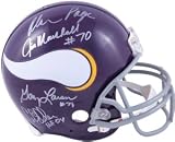Jim Marshall Autographed/Hand Signed Minnesota Vikings Full Size Proline Helmet TB Gray Mask- 4 sign