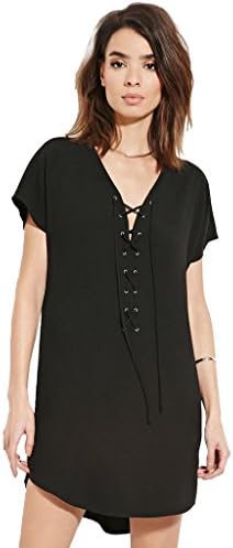 Simplifestyle Women's Short Sleeve Laced Up Chiffon Shirt