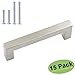 Kitchen Drawer Pulls 5 inch Cabinet Pulls Brushed Nickel 15 Pack - homdiy HDJ12SN Nickel Cabinet Pulls Modern Cabinet Handles Square Cabinet Hardware Brushed Nickel Drawer Pulls