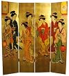 Asian Furniture & D&eacute;cor - 72" Golden Ladies Chinese Lacquer Oriental Decorative Oriental Art Screen
