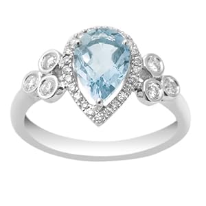 10k White Gold Aquamarine and Diamond Ring (1 5 cttw, H-I Color, I1-I2... by