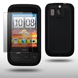 HTC SMART BLACK SILICONE SKIN CASE WITH SCREEN PROTECTOR BY CELLAPOD CASES