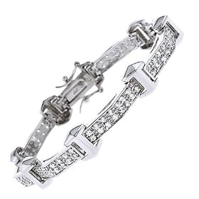Mens Sterling Silver C.Z. Diamond Bracelet Jewelry by 