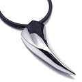 KONOV Schmuck Edelstahl Scharf Wolf Gebiss Speer Herren Anh�nger mit Schwarz Kautschuk Kette, Herrenanh�nger Kettenanh�nger f�r Halskette Herrenkette, Farbe Silber