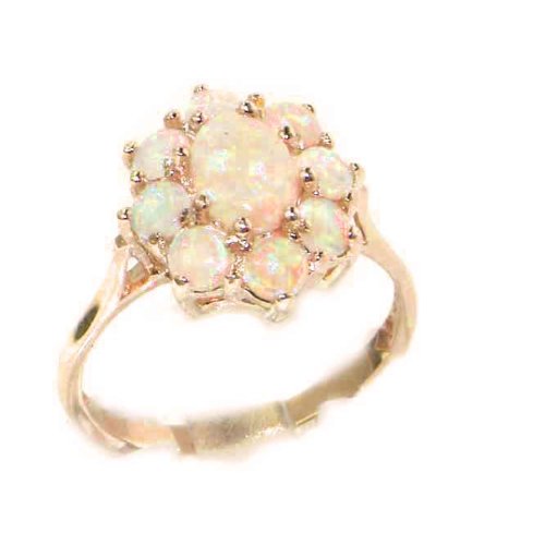 Luxury Ladies Solid Rose Gold Natural Very Colorful Opal Cluster Ring - Finger Sizes 5 to 12 Available
