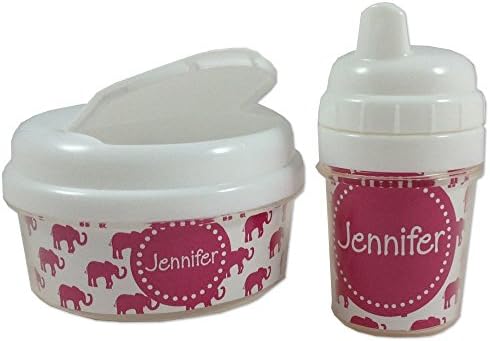 Sippy Cup Snack Bin Set Toddler Girl Personalized Name