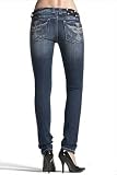 41NbXzAb9IL. SL160  Miss Me Jeans JP5117S9 DK 14D Skinny Flat Back Pocket Cross with Wings Med Dark Wash