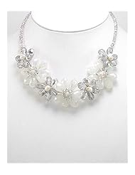 Flower Fresh Water Pearls Necklace In Zinc
