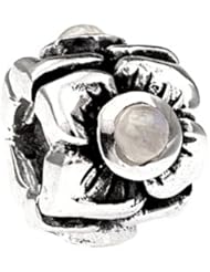 SilveRado(tm) MS155F-MS3 Sterling Silver Three Flowers Moon Stone June Bead / Charm