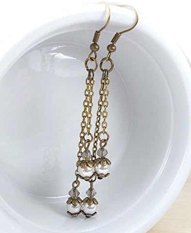 Pearl n Brass, Shoulder Grazer, Long Earrings