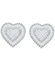 10KT White Gold 0.33 CTW Diamond HEART Earrings