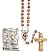 Specialty Rosary - St. Rita Rosary and Plaque Set - 4mm Wood Beads - 22in. Chain - IMPORTED FROM ITALY