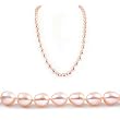 AugustinaJewelry Single Strand 22 Inch 9-10mm pink Oval Shape Freshwater Cultured Pearl Necklace
