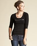 bebe Contrast Stripe Logo Sweater