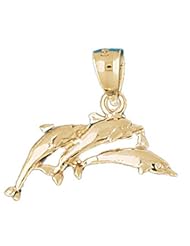 Dazzlers Solid 14 karats gold Dolphins Charm Pendant Available in three colors from jewelsberry (weights: 1.5 grams only)