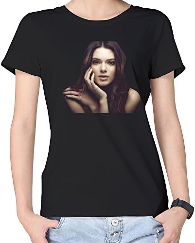 SaqT Women's Kendall Jenner Vs Secret Magical Shiny Hair T Shirts Black XXL