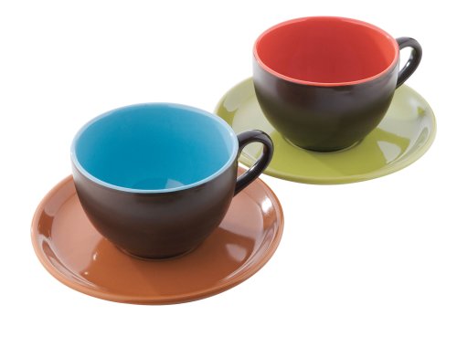 Mario Batali Caf  Cups and Saucers, Set of 2