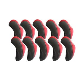  10pcs/set, Golf Club Head Covers for Nike, Ping, Mizno, Callaway, Neoprene, Gray/Red, CGR