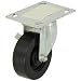 E.R. Wagner Plate Caster, Swivel, Polyolefin Wheel, Roller Bearing, 375 lbs Capacity, 4" Wheel Dia, 1-3/8" Wheel Width, 5-3/8" Mount Height