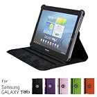 GMYLE® Black 360 Degree Rotating PU leather Folio Stand Case Cover for tablet Galaxy Tab 1 2 10.1 P7510 P5100 With Vertical and Horizontal Multi Angle Stand