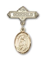 14kt Gold Baby Badge with St. Daniel Charm and Godchild Badge Pin