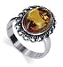 Adorable Oval Shaped Amber Designer Band .925 Sterling Silver Ring