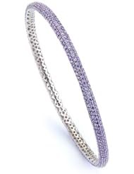 Sterling Silver & Cz Purple Bangle