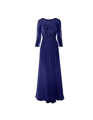 Chiffon 2015 Floor Length Long Sleeves Beaded Lace Scoop Neck Evening Dress/Homecoming Dress/Prom Dress/Wedding Party Dress 