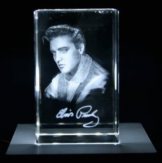 Produkt-Bild: VIP-LASER Glaskristall XL 3D-Autogramm Elvis Presley
