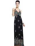 Ever Pretty Spaghetti Straps Sexy V-neck Floral Printed Summer Dress 09502, HE09502RD14, Red, 12US