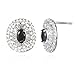 OVAL BLACK CZ WITH WHITE CZ BAGGETTS TRIM EARRING title=