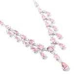 Sterling Silver 17.5" Pink & White Cubic Zirconia Bib Necklace