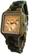 Tense Natural Wood Watch - Square Dial Multi-Eye Green Dark Sandalwood B7305GD Light Face