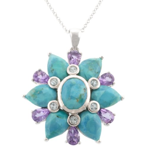 Sterling Silver Turquoise Flower Pendant
